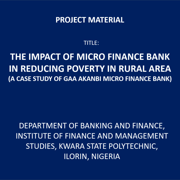 DEPARTMENT OF BANKING AND FINANCE, INSTITUTE OF FINANCE AND MANAGEMENT STUDIES, KWARA STATE POLYTECHNIC, ILORIN.