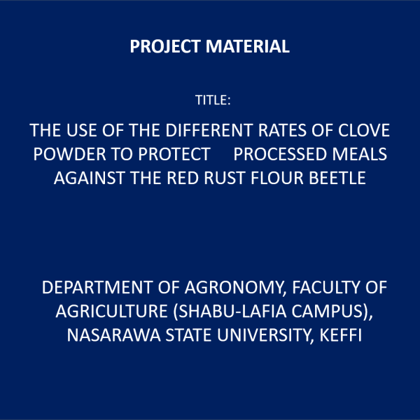 DEPARTMENT OF AGRONOMY, FACULTY OF AGRICULTURE (SHABU-LAFIA CAMPUS), NASARAWA STATE UNIVERSITY, KEFFI