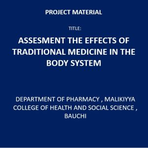 DEPARTMENT OF PHARMACY , MALIKIYYA COLLEGE OF HEALTH AND SOCIAL SCIENCE , BAUCHI