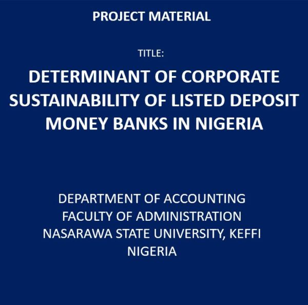 Determinant of Corporate Sustainability of Listed Deposit Money Banks in Nigeria